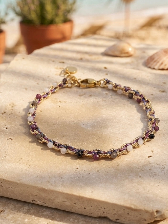 Violet Hour Handwoven Beaded Bracelet