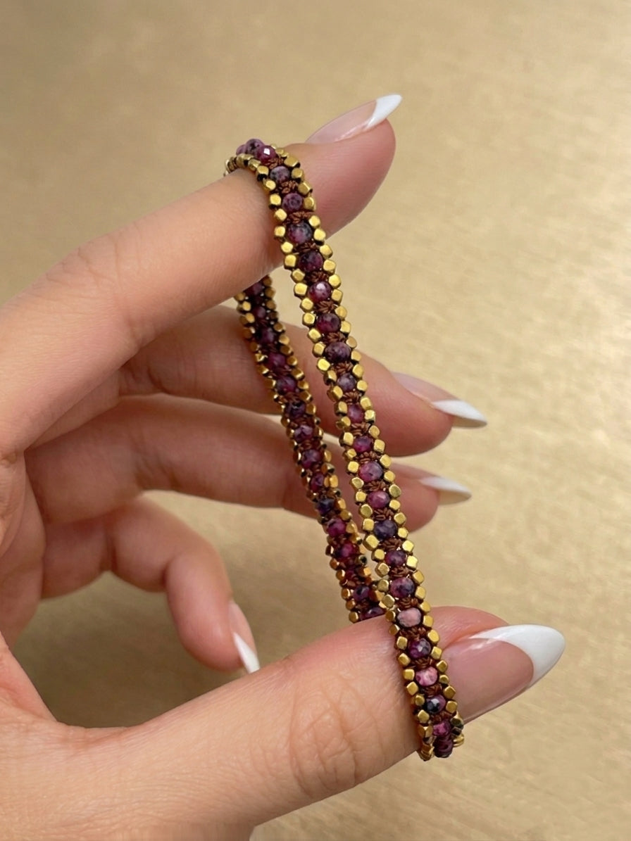 Chateau Rose Handwoven Beaded Bracelet-Waterproof
