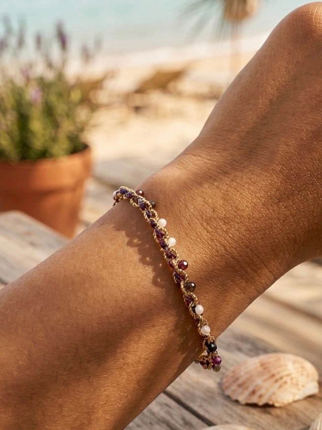 Violet Hour Handwoven Beaded Bracelet