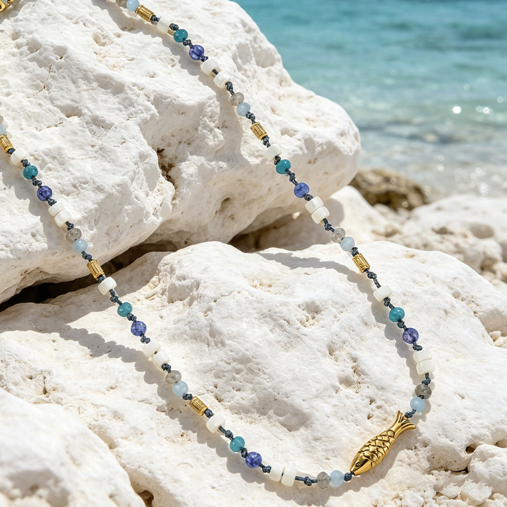 Aqua Muse Handwoven Necklace