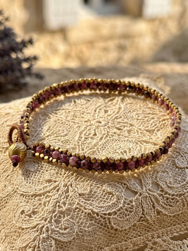 Chateau Rose Handwoven Beaded Bracelet-Waterproof