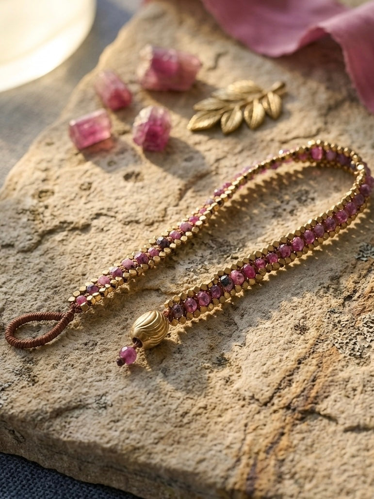 Chateau Rose Handwoven Beaded Bracelet-Waterproof