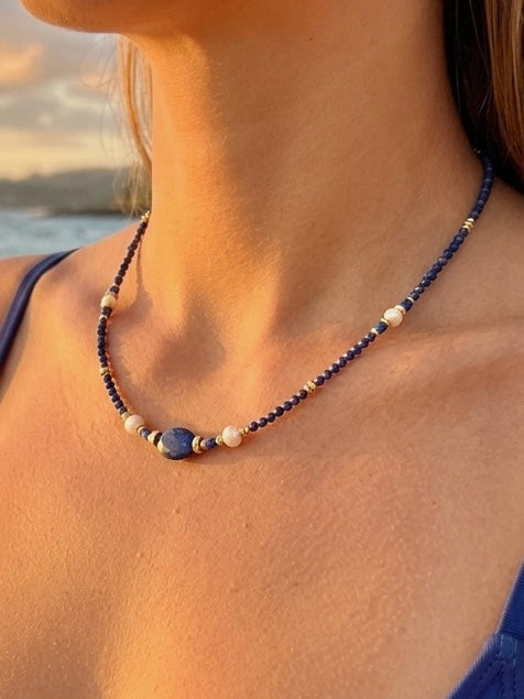 Ocean Symphony Hand Beaded Necklace