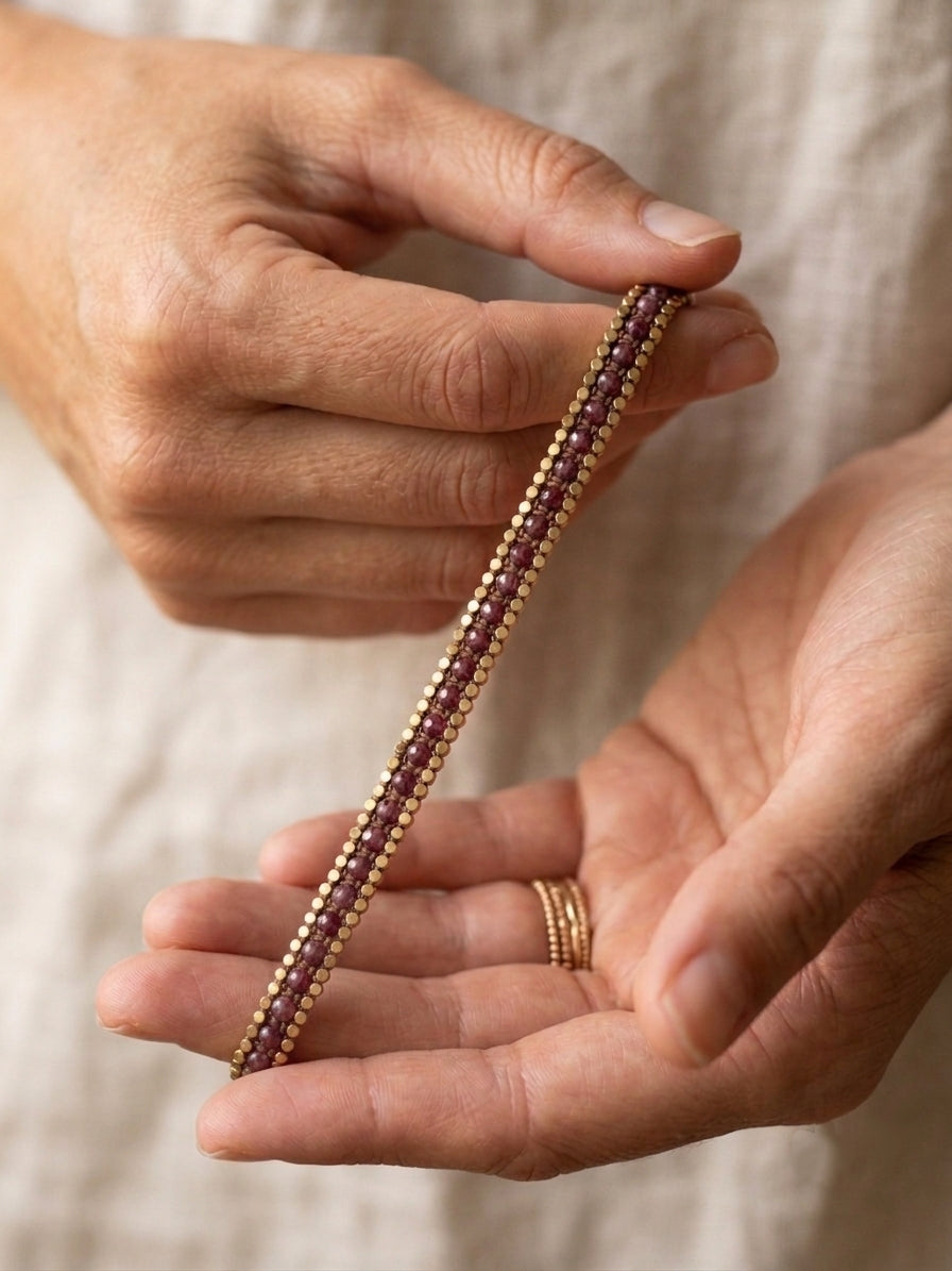 Chateau Rose Handwoven Beaded Bracelet-Waterproof