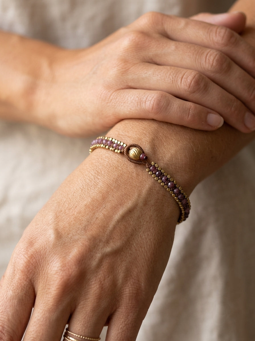 Chateau Rose Handwoven Beaded Bracelet-Waterproof