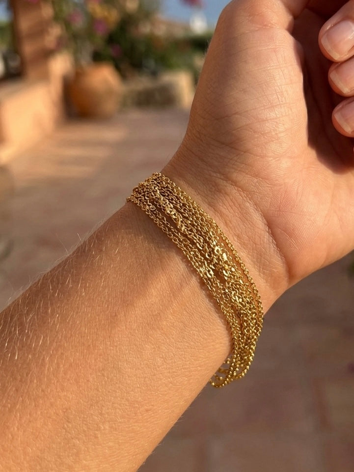 Sunlight Echo 18k Gold Plated Titanium Steel Layered Bracelet-Waterproof