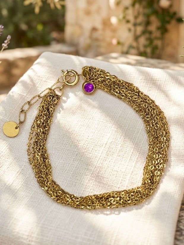 Sunlight Echo 18k Gold Plated Titanium Steel Layered Bracelet-Waterproof